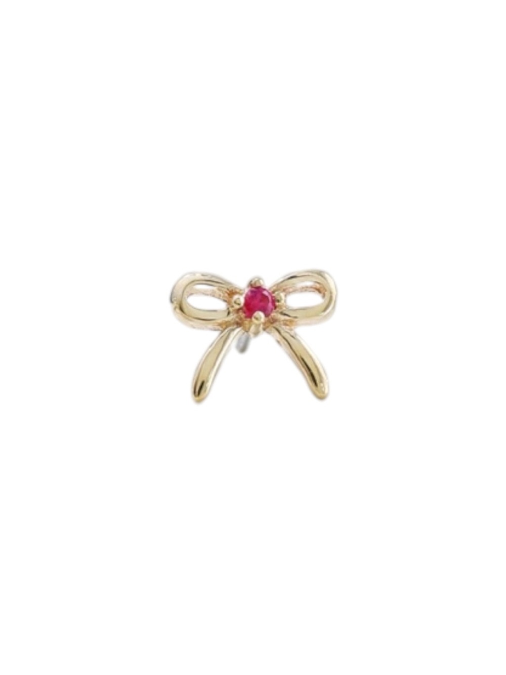 14K Solid Gold Ruby Bowknot Stud